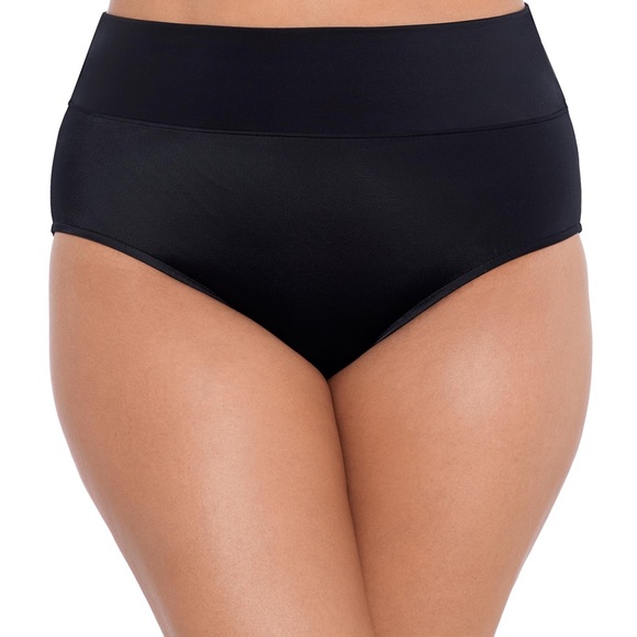 Trimshaper Yoke Top Swim Briefs Swimwear Women’s US Size 16W Black Plus Size NWT - Picture 1 of 8